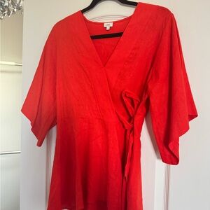 River Island Red Dolman Sleeve Wrap Blouse